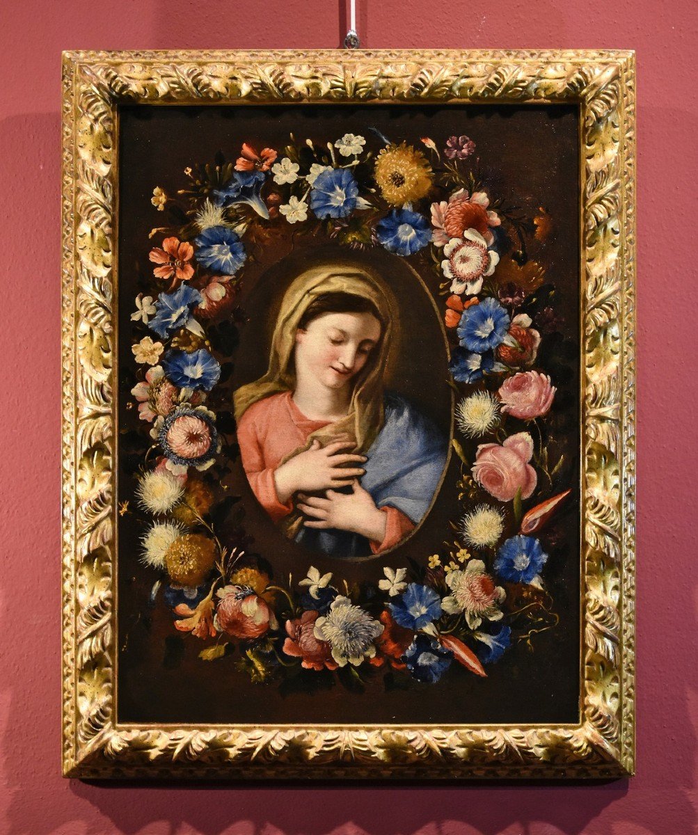 Flower Garland With A Portrait Of The Virgin, Francesco Trevisani Et Nicolò Stanchi-photo-2