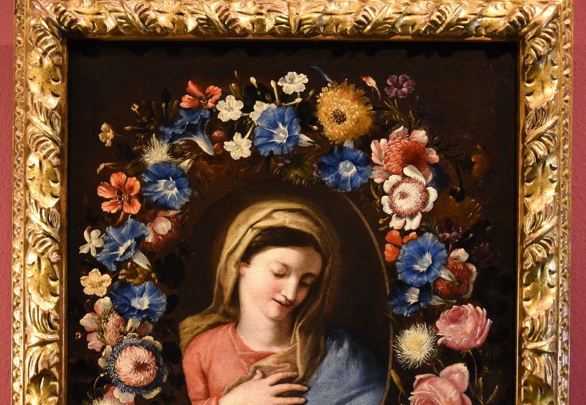 Flower Garland With A Portrait Of The Virgin, Francesco Trevisani Et Nicolò Stanchi-photo-3