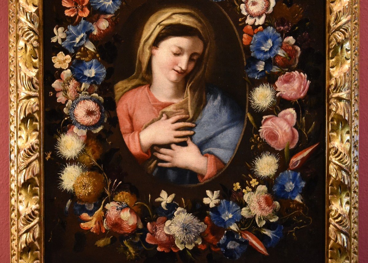 Flower Garland With A Portrait Of The Virgin, Francesco Trevisani Et Nicolò Stanchi-photo-4