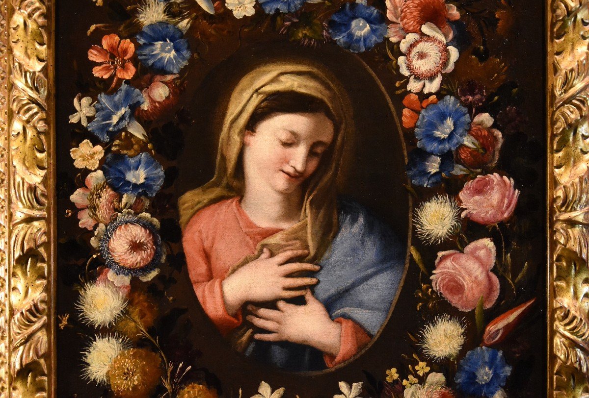 Flower Garland With A Portrait Of The Virgin, Francesco Trevisani Et Nicolò Stanchi-photo-2