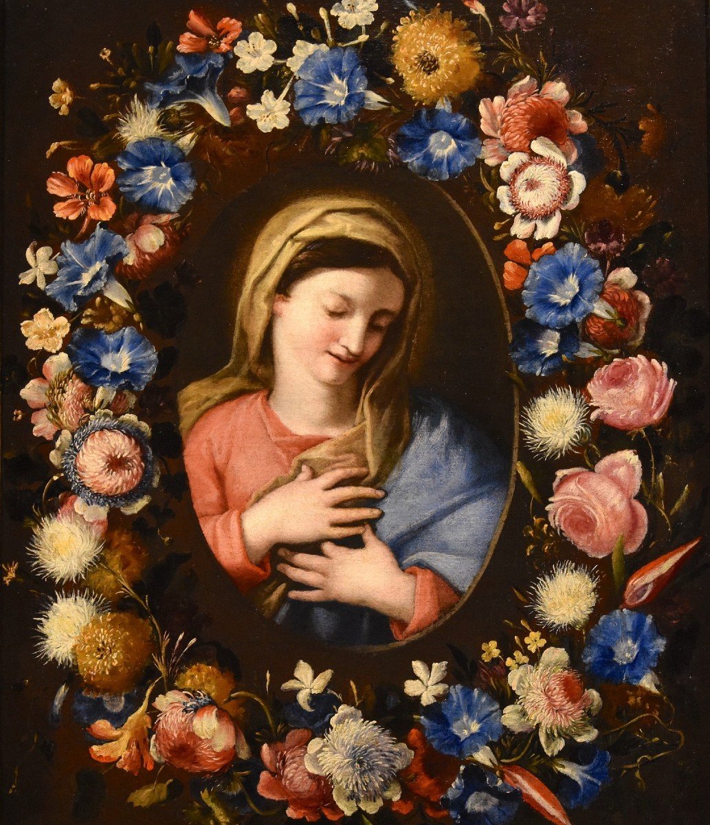 Flower Garland With A Portrait Of The Virgin, Francesco Trevisani Et Nicolò Stanchi-photo-7