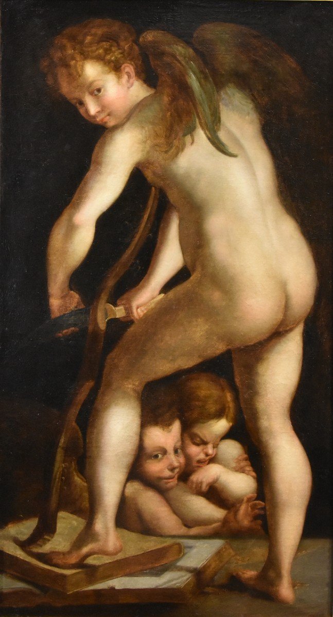 Cupidon Fabriquant Son Arc, Francesco Mazzola, Il Parmigianino (parme, 1503 - 1540) Suiveur De