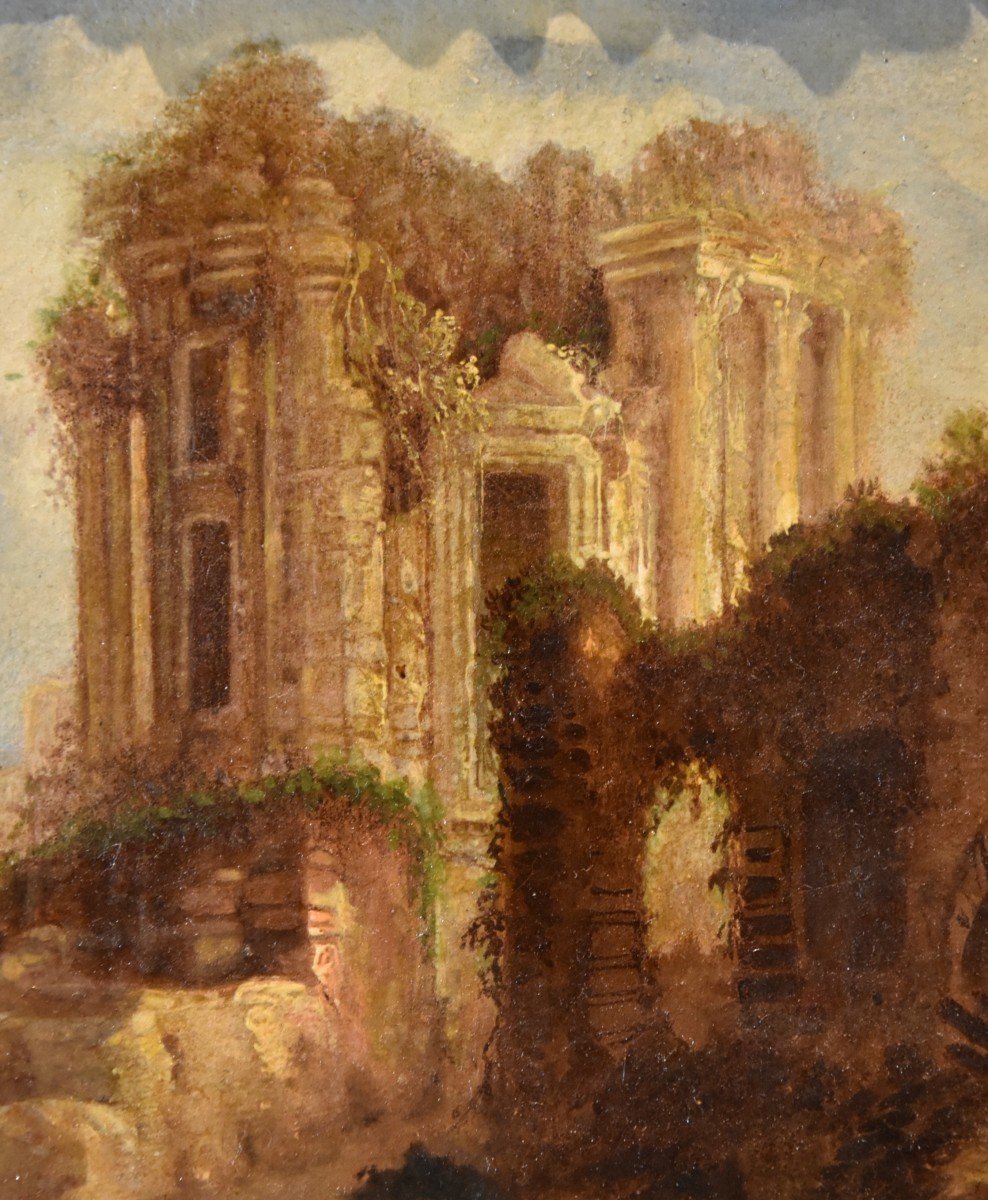 Pair Of Roman Views With Ancient Ruins, Hubert Robert (paris, 1733 - Paris, 1808)-photo-4