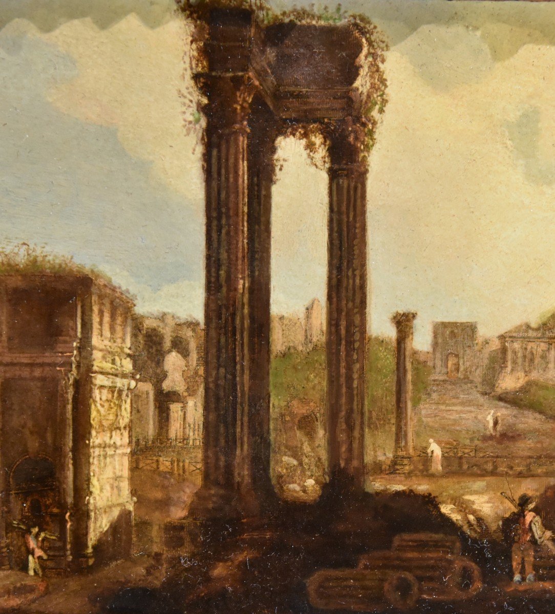 Pair Of Roman Views With Ancient Ruins, Hubert Robert (paris, 1733 - Paris, 1808)-photo-1