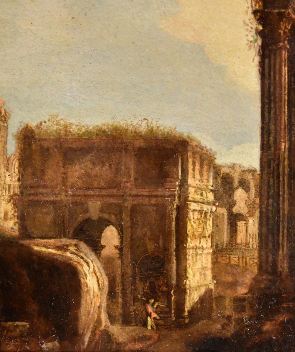 Pair Of Roman Views With Ancient Ruins, Hubert Robert (paris, 1733 - Paris, 1808)-photo-2