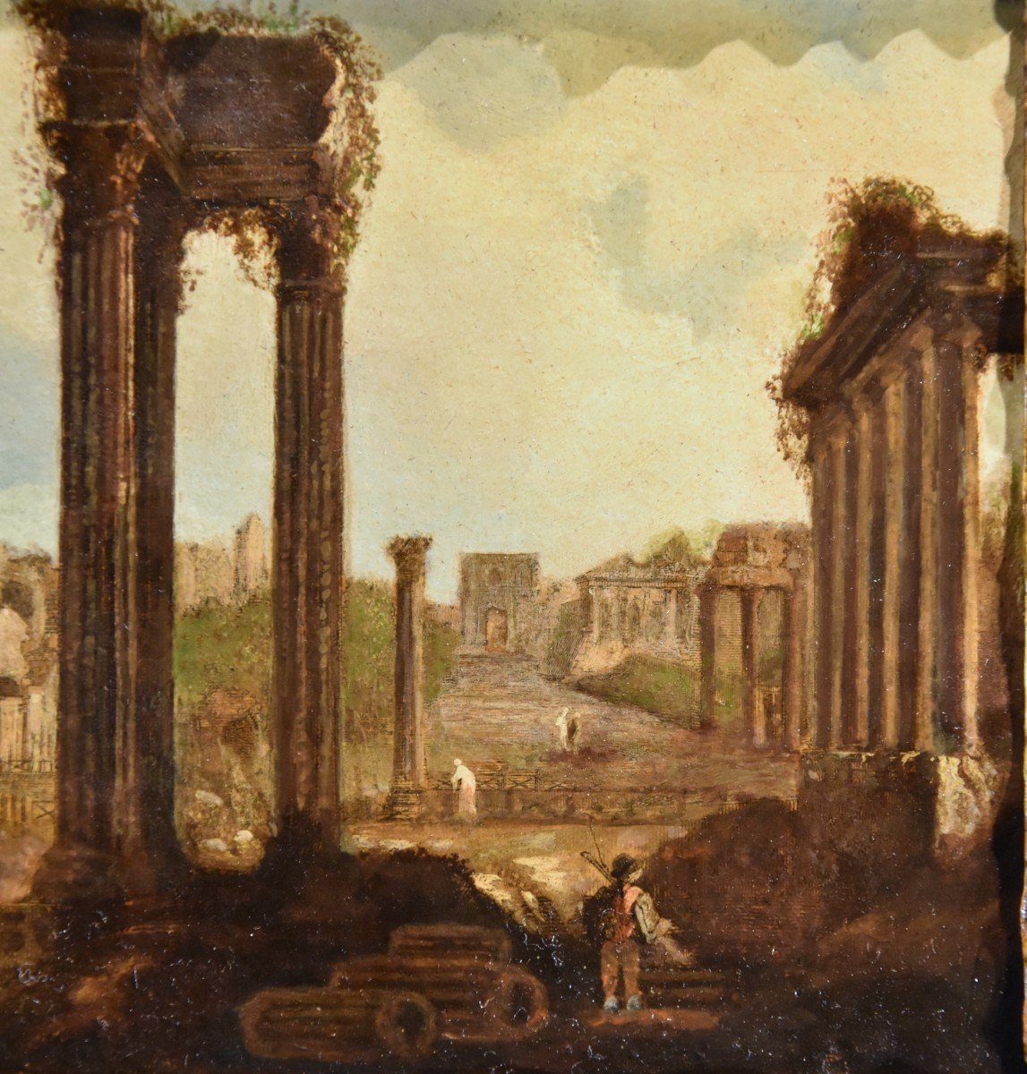 Pair Of Roman Views With Ancient Ruins, Hubert Robert (paris, 1733 - Paris, 1808)-photo-3