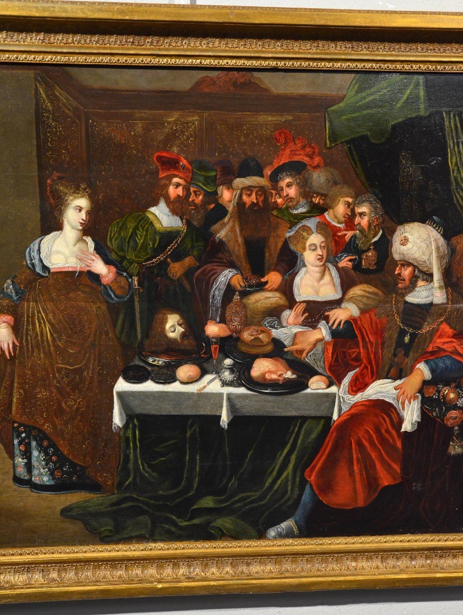 Herod's Feast, Gaspar Van Den Hoecke (antwerp, 1585 - 1648)-photo-4