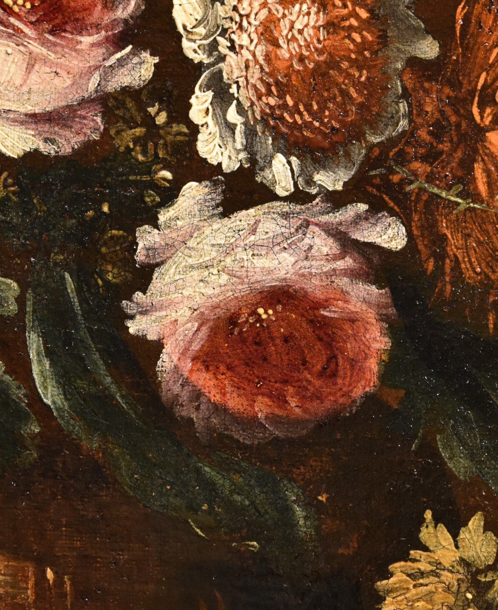 Andrea Scacciati (Florence 1642-1710), Composition De Fleurs Dans Un Vase En Relief (1 De 3)-photo-3