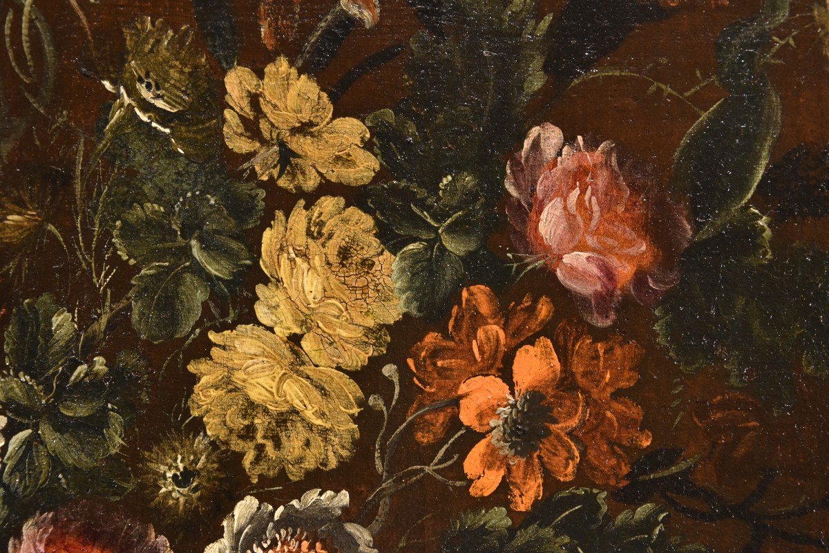 Andrea Scacciati (Florence 1642-1710), Composition De Fleurs Dans Un Vase En Relief (1 De 3)-photo-4