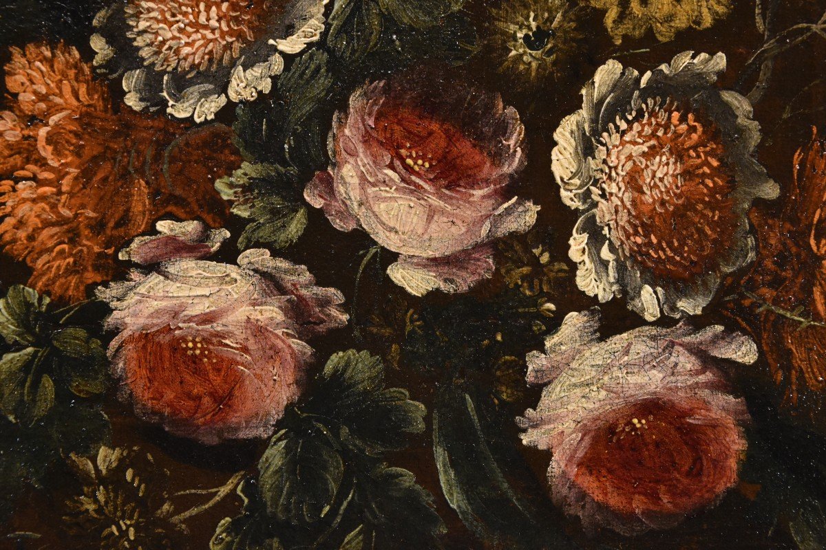 Andrea Scacciati (Florence 1642-1710), Composition De Fleurs Dans Un Vase En Relief (1 De 3)-photo-2