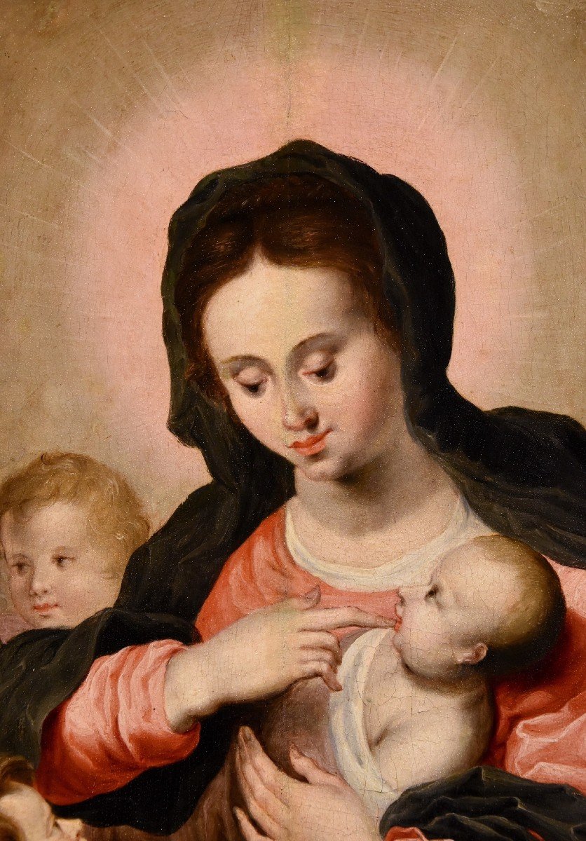 Vierge à l'Enfant Avec Trois Anges, Hendrick Van Balen (anvers 1575 - 1632) Atelier De -photo-2