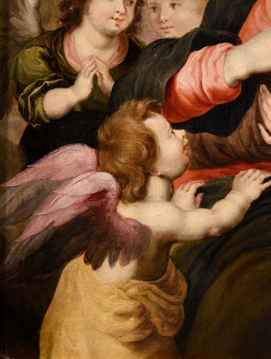 Vierge à l'Enfant Avec Trois Anges, Hendrick Van Balen (anvers 1575 - 1632) Atelier De -photo-5