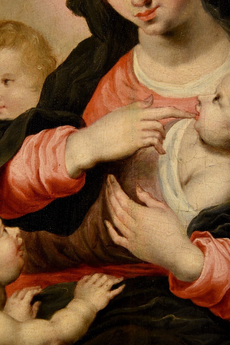 Vierge à l'Enfant Avec Trois Anges, Hendrick Van Balen (anvers 1575 - 1632) Atelier De -photo-6