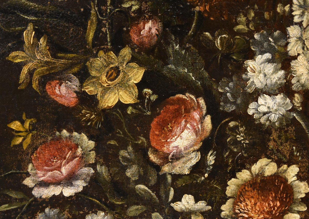 Andrea Scacciati (Florence 1642-1710), Composition De Fleurs Dans Un Vase En Relief (2 De 3)-photo-2