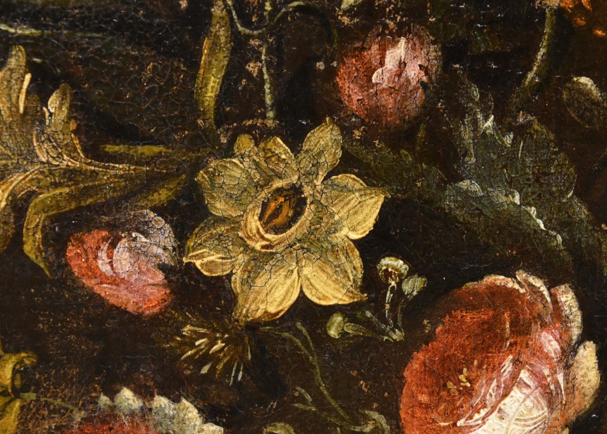 Andrea Scacciati (Florence 1642-1710), Composition De Fleurs Dans Un Vase En Relief (2 De 3)-photo-4