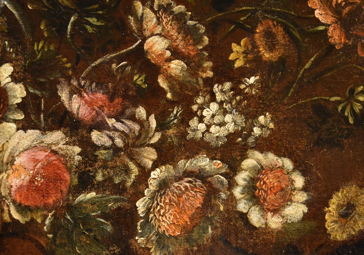 Andrea Scacciati (Florence 1642-1710), Composition De Fleurs Dans Un Vase En Relief (2 De 3)-photo-6