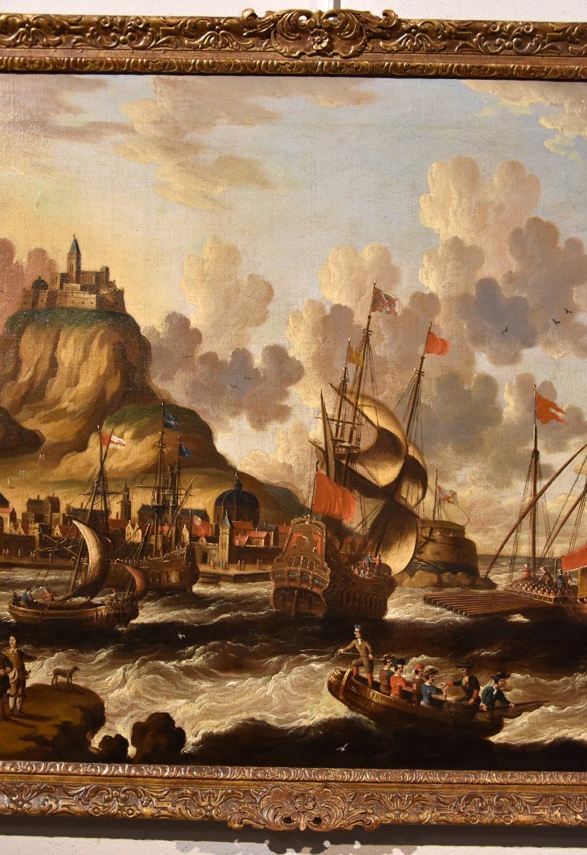 Peter Van Der Velde (antwerp 1634 - C.1714), Coastal View With Vessels And Castle (monogrammed)-photo-4