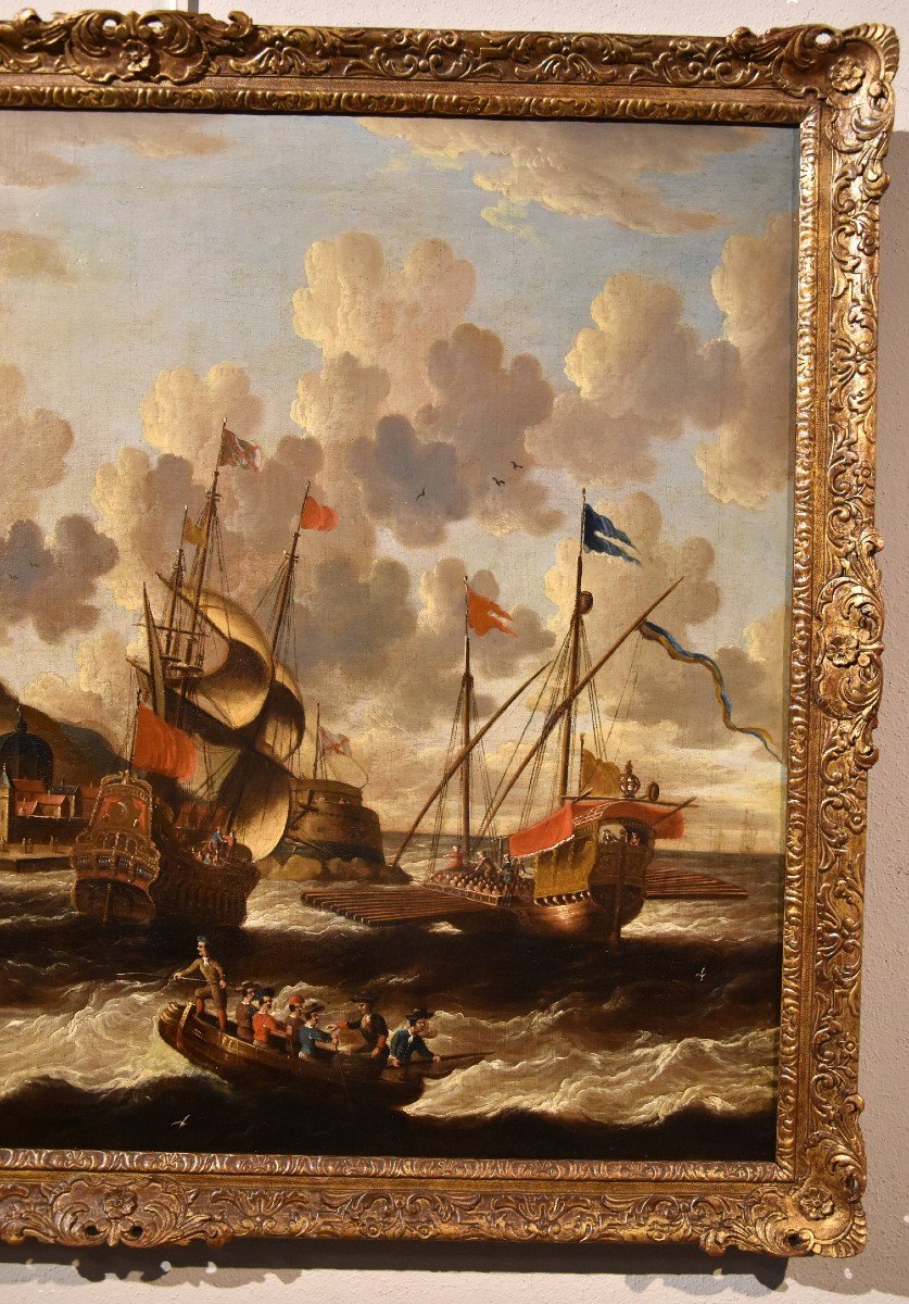 Peter Van Der Velde (antwerp 1634 - C.1714), Coastal View With Vessels And Castle (monogrammed)-photo-1