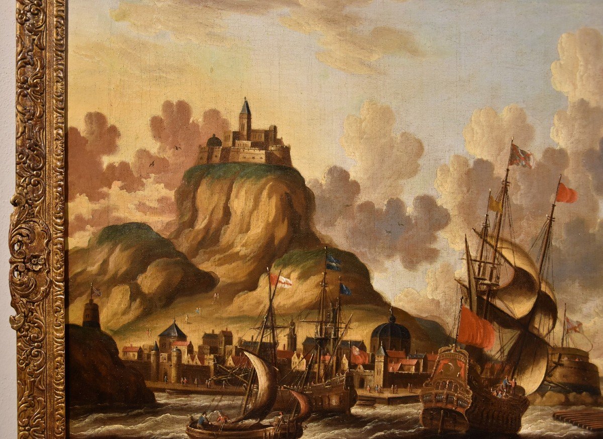 Peter Van Der Velde (antwerp 1634 - C.1714), Coastal View With Vessels And Castle (monogrammed)-photo-2