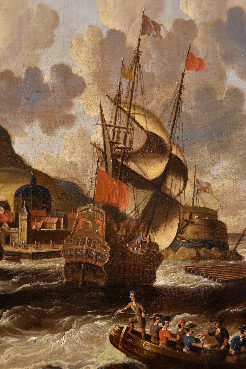 Peter Van Der Velde (antwerp 1634 - C.1714), Coastal View With Vessels And Castle (monogrammed)-photo-5