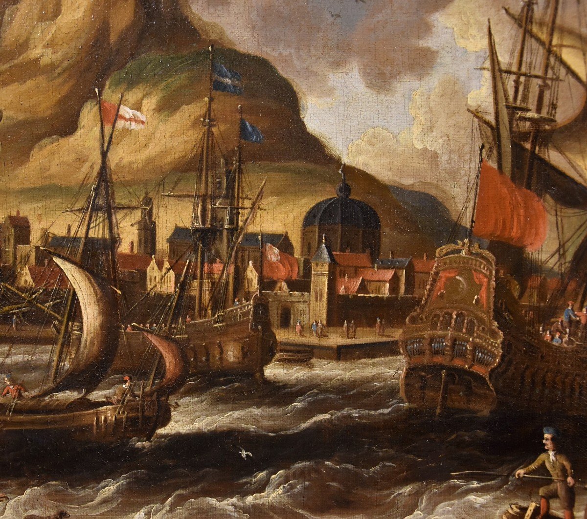 Peter Van Der Velde (antwerp 1634 - C.1714), Coastal View With Vessels And Castle (monogrammed)-photo-6