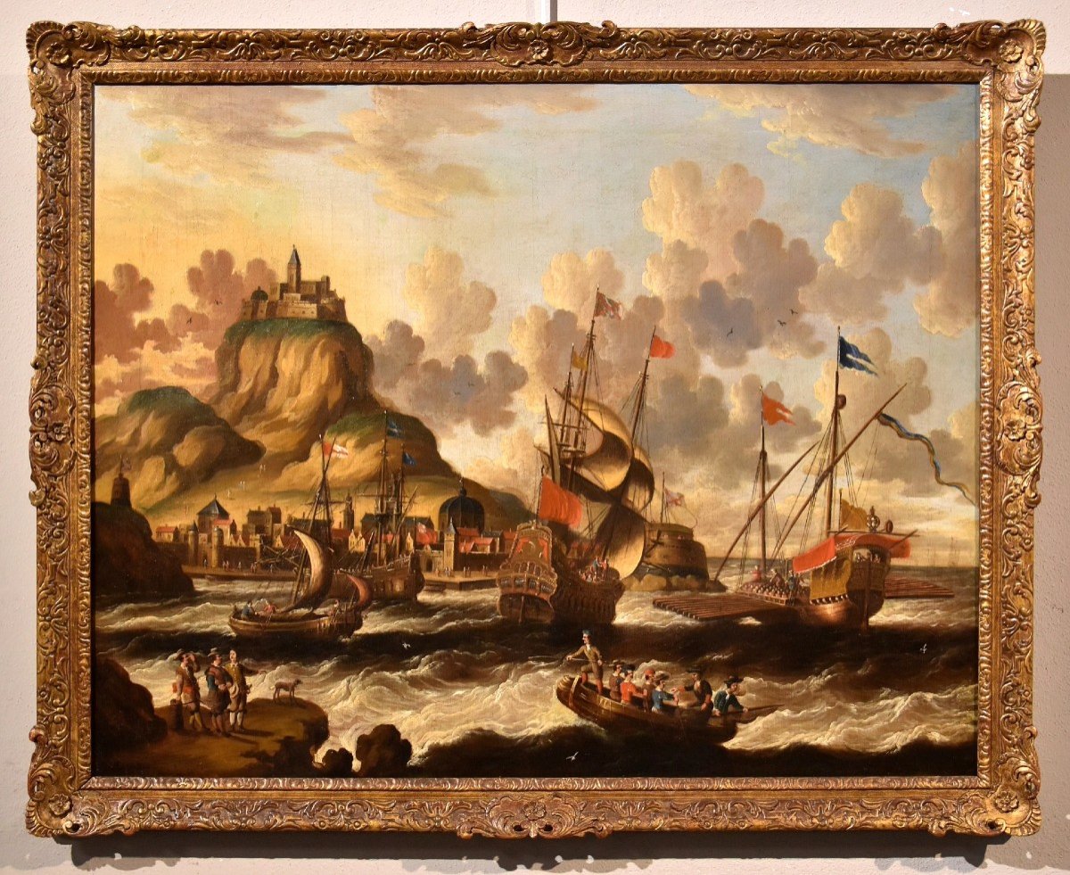 Peter Van Der Velde (antwerp 1634 - C.1714), Coastal View With Vessels And Castle (monogrammed)