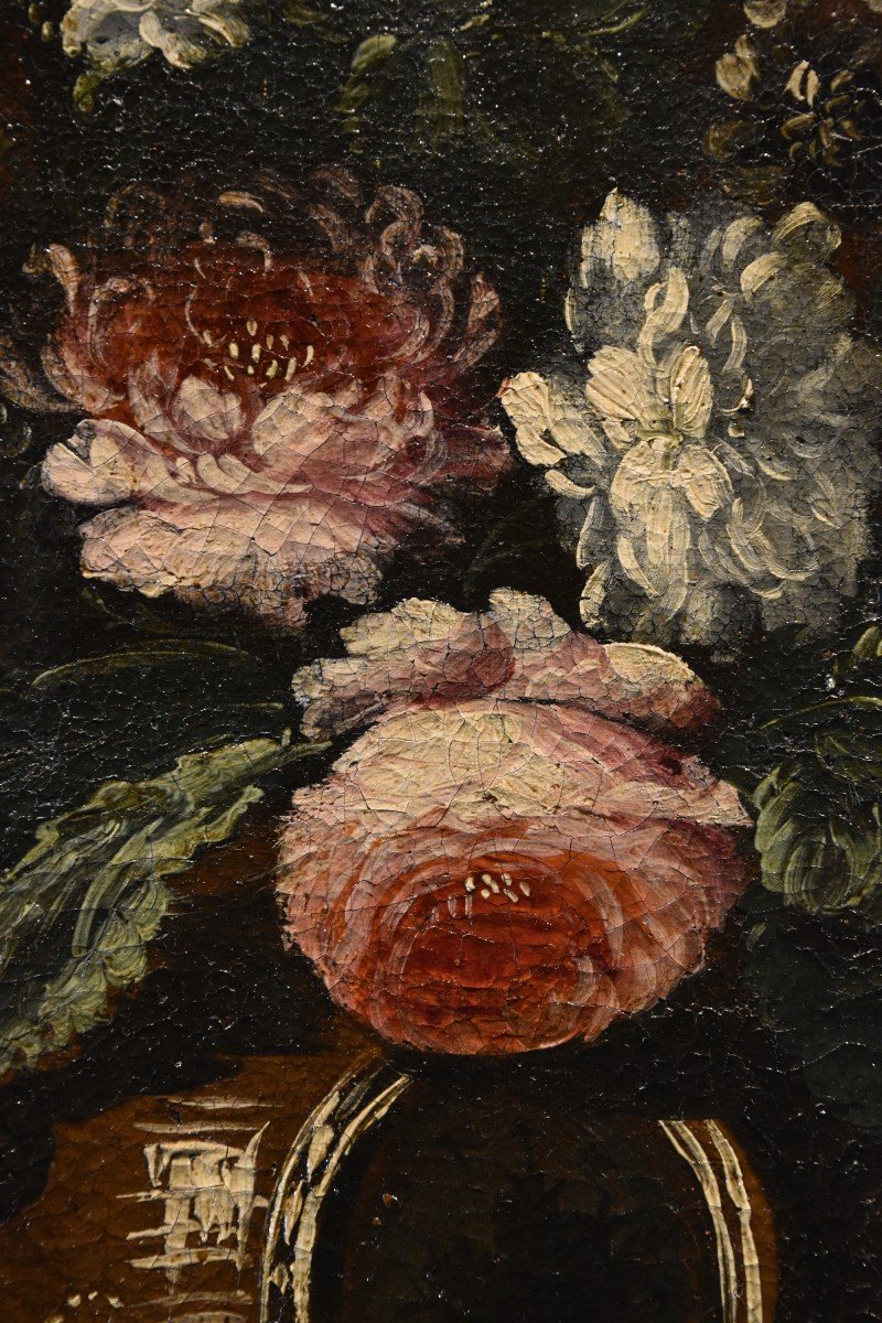 Andrea Scacciati (Florence 1642-1710), Composition De Fleurs Dans Un Vase En Relief (3 De 3)-photo-4