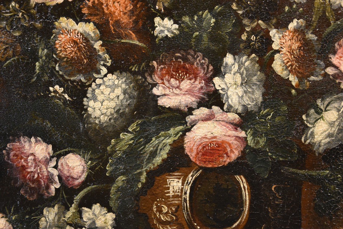 Andrea Scacciati (Florence 1642-1710), Composition De Fleurs Dans Un Vase En Relief (3 De 3)-photo-1