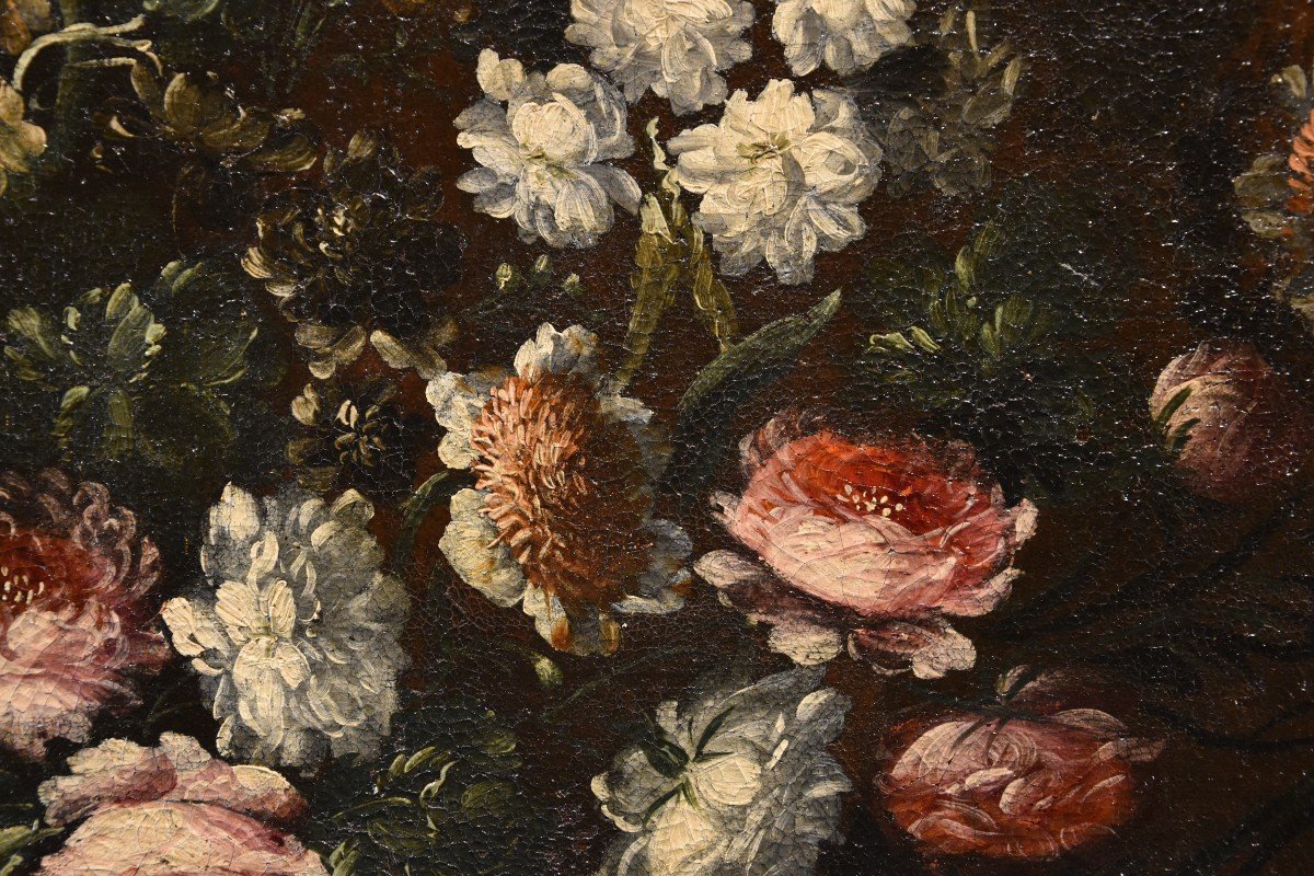 Andrea Scacciati (Florence 1642-1710), Composition De Fleurs Dans Un Vase En Relief (3 De 3)-photo-2