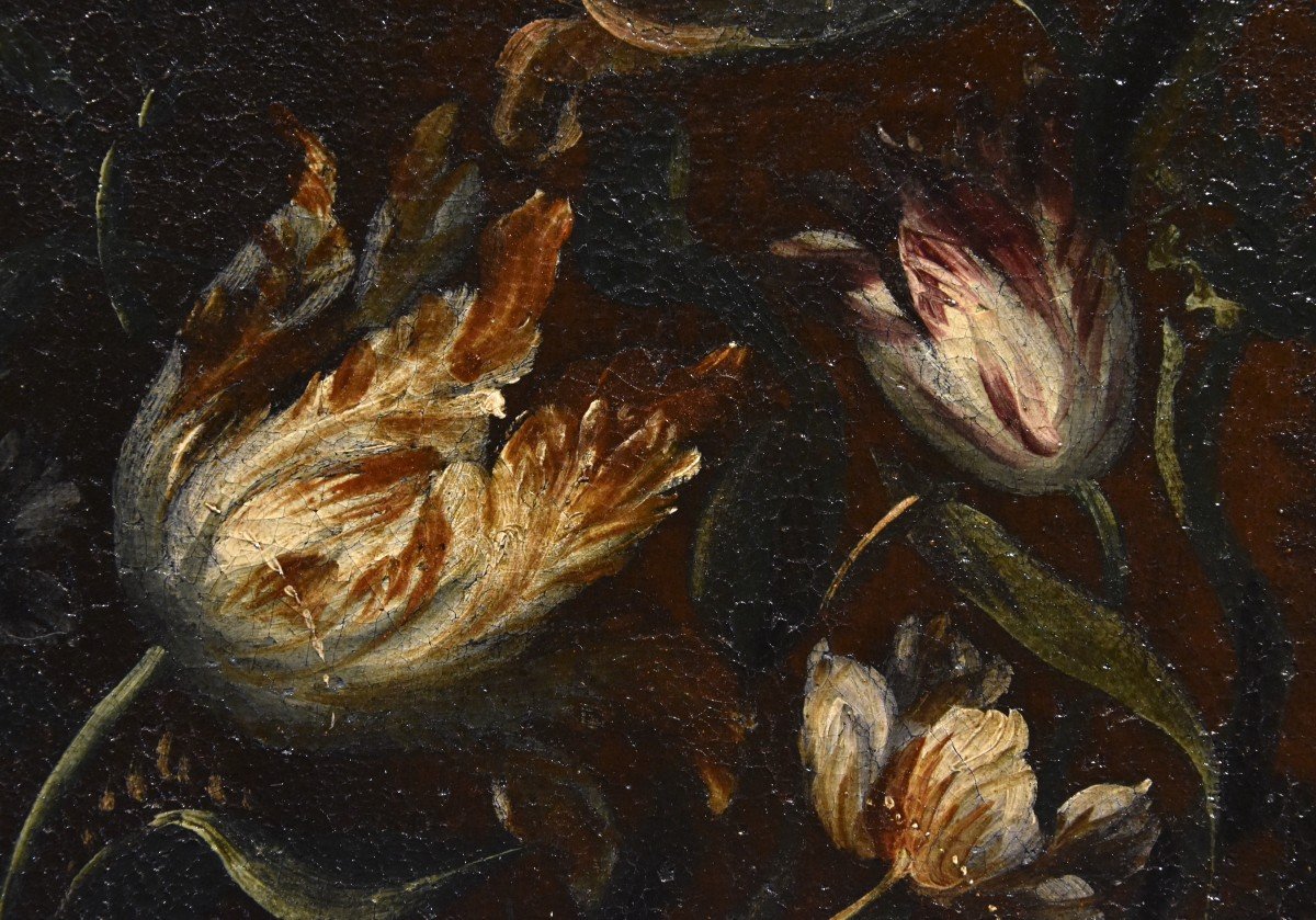 Andrea Scacciati (Florence 1642-1710), Composition De Fleurs Dans Un Vase En Relief (3 De 3)-photo-3