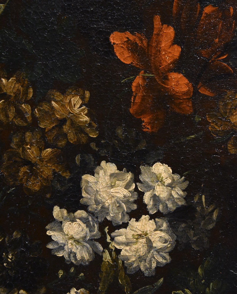 Andrea Scacciati (Florence 1642-1710), Composition De Fleurs Dans Un Vase En Relief (3 De 3)-photo-4