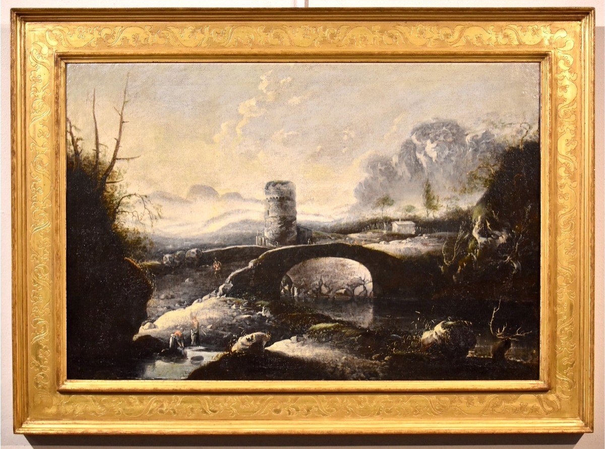 Paysage d'Hiver Fantastique Avec Pont, Hans De Jode (la Haye 1630 - Vienne 1663)-photo-2