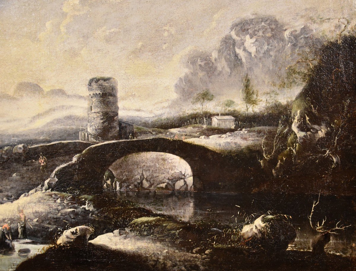 Paysage d'Hiver Fantastique Avec Pont, Hans De Jode (la Haye 1630 - Vienne 1663)-photo-4