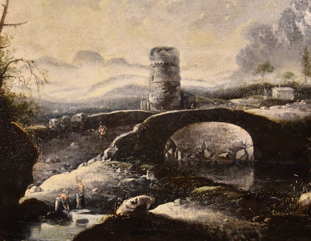 Paysage d'Hiver Fantastique Avec Pont, Hans De Jode (la Haye 1630 - Vienne 1663)-photo-5