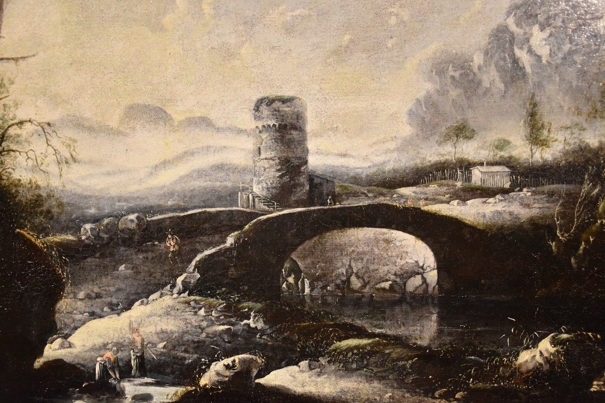 Paysage d'Hiver Fantastique Avec Pont, Hans De Jode (la Haye 1630 - Vienne 1663)-photo-6