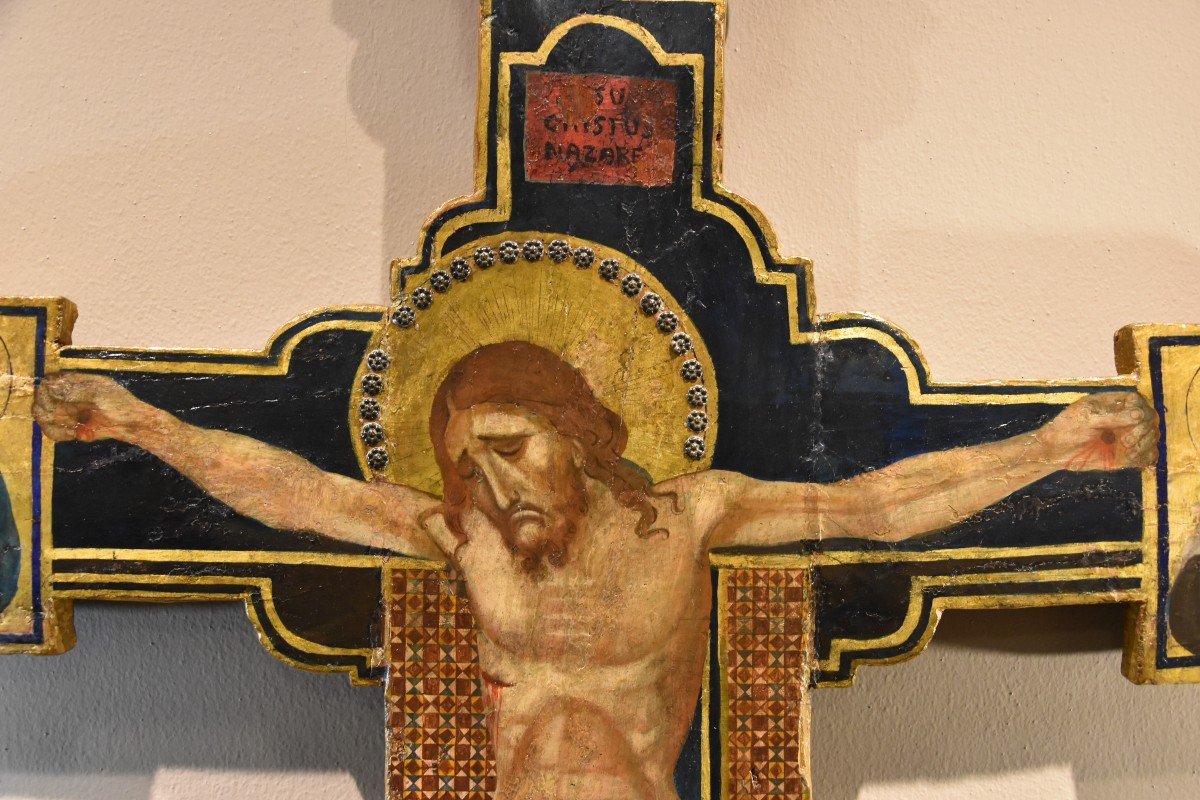 Christ Crucifié En Bois Avec Dieu Le Père, La Vierge Et Saint Jean-photo-1