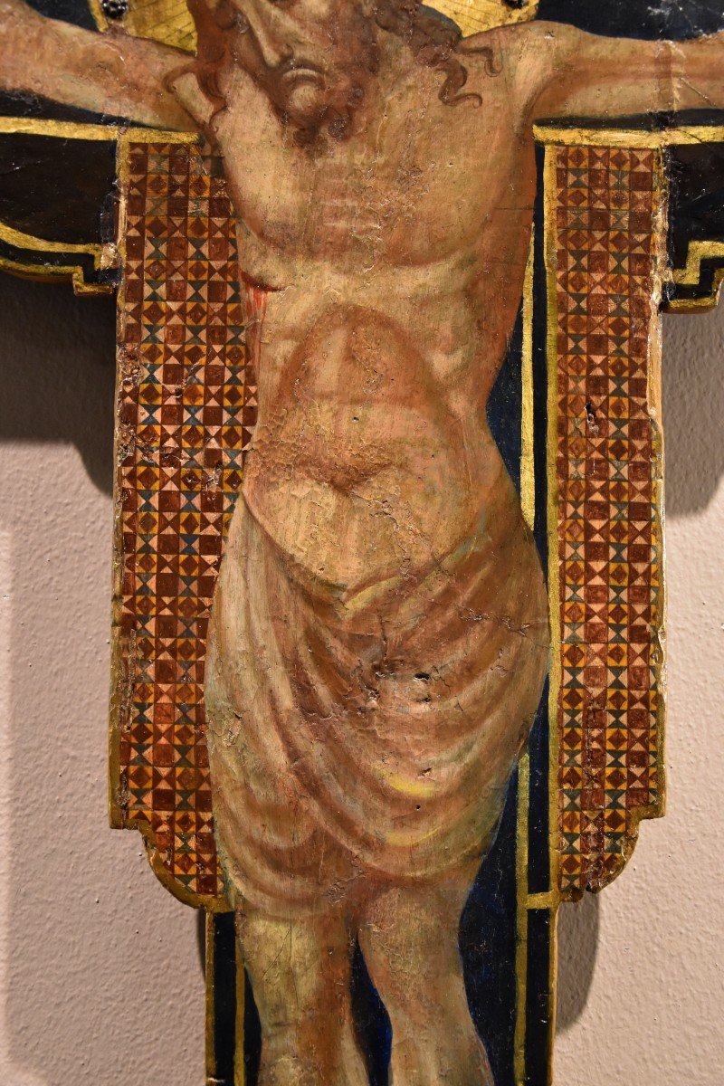 Christ Crucifié En Bois Avec Dieu Le Père, La Vierge Et Saint Jean-photo-2