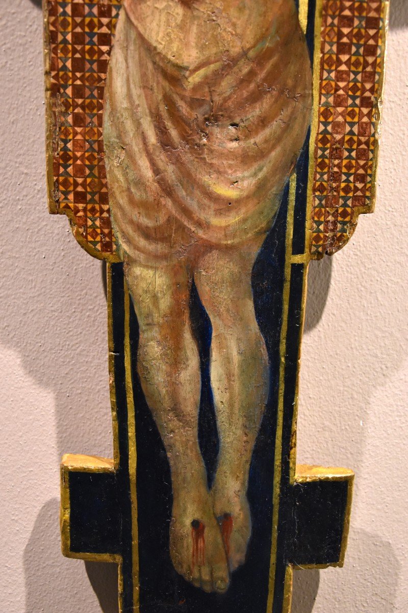 Christ Crucifié En Bois Avec Dieu Le Père, La Vierge Et Saint Jean-photo-3