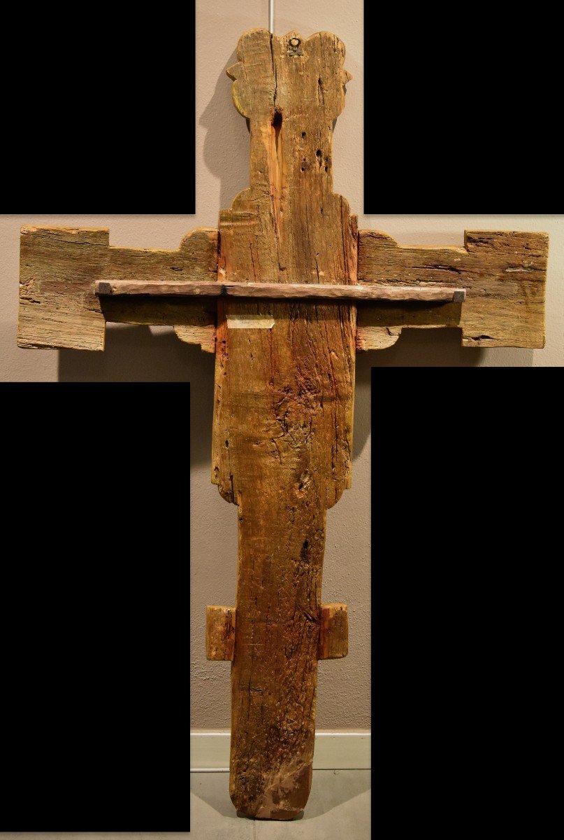 Christ Crucifié En Bois Avec Dieu Le Père, La Vierge Et Saint Jean-photo-5