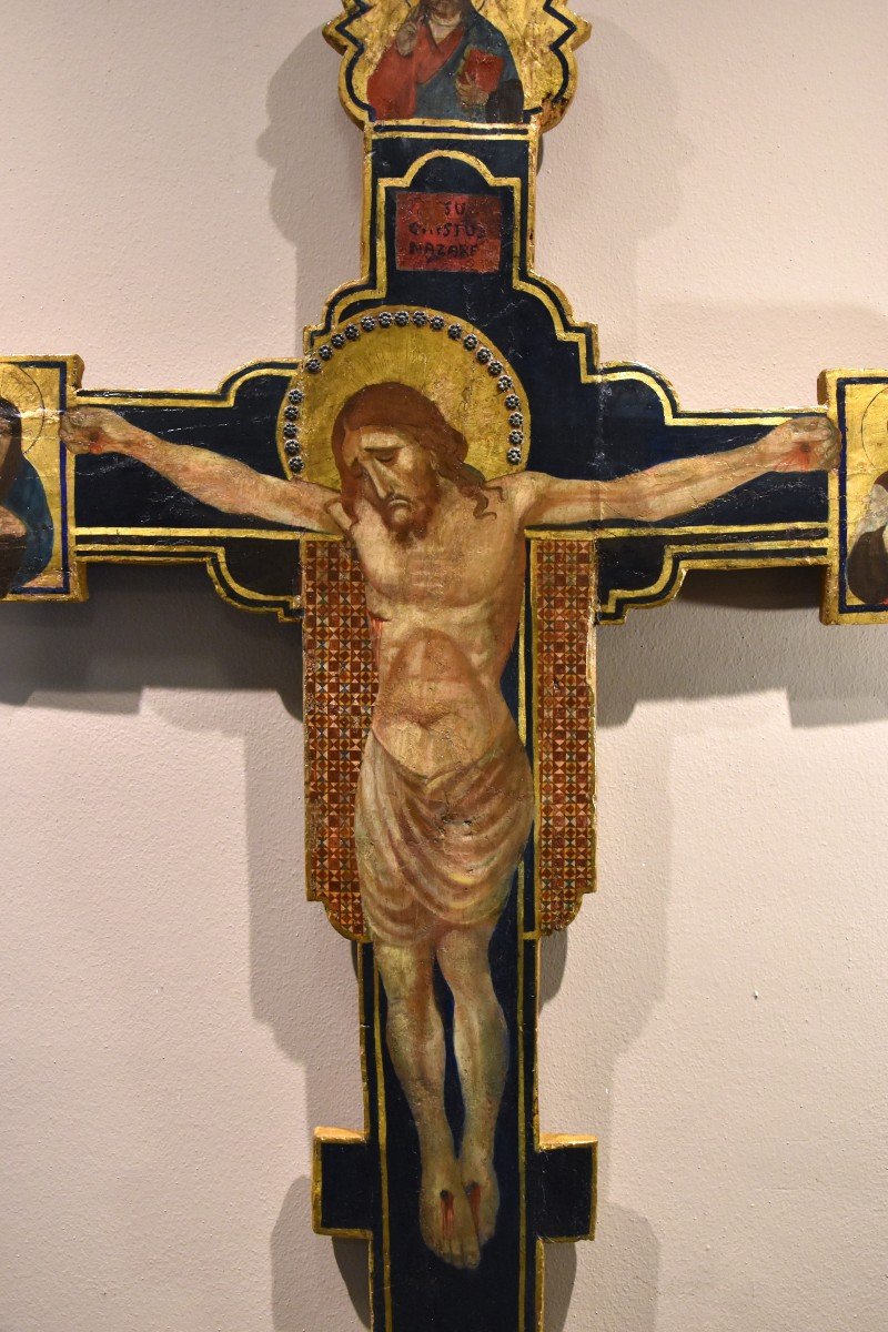 Christ Crucifié En Bois Avec Dieu Le Père, La Vierge Et Saint Jean-photo-8