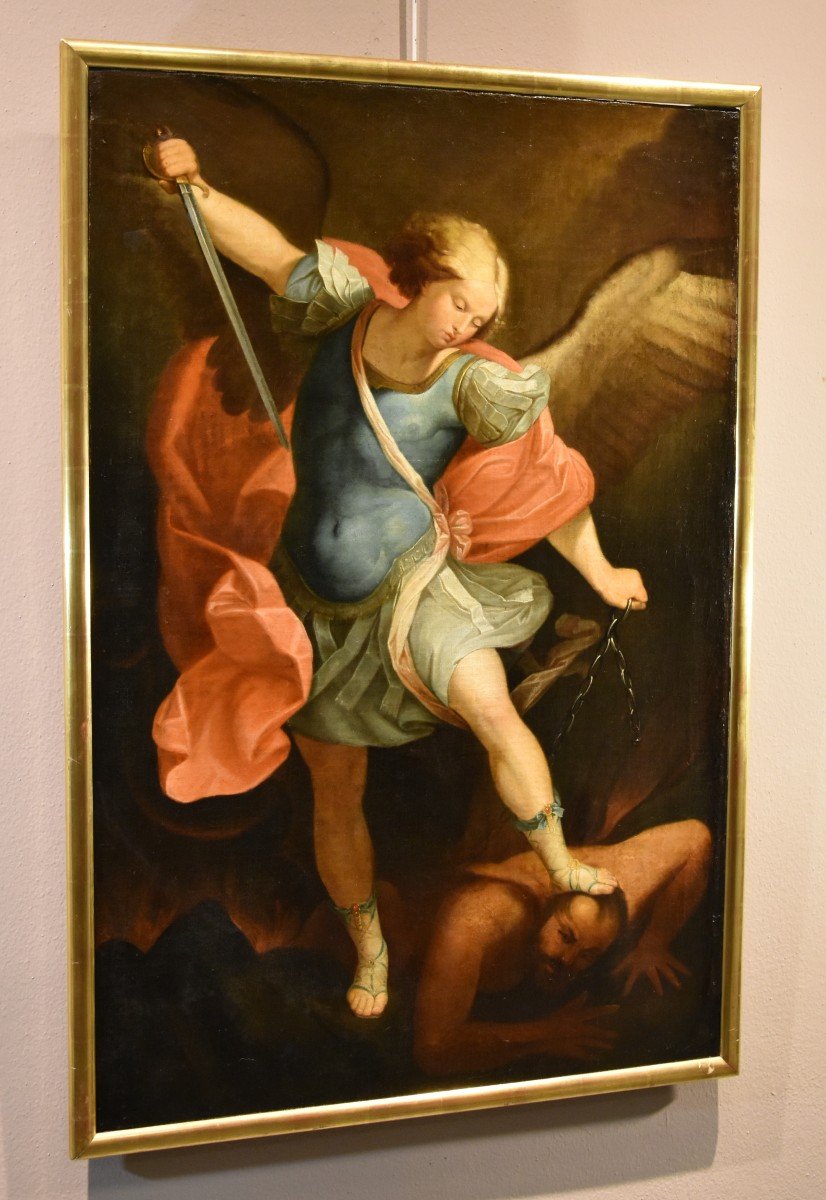 Saint Michel Archange, Guido Reni (Bologne 1575 - 1642) Atelier/suiveur de-photo-5