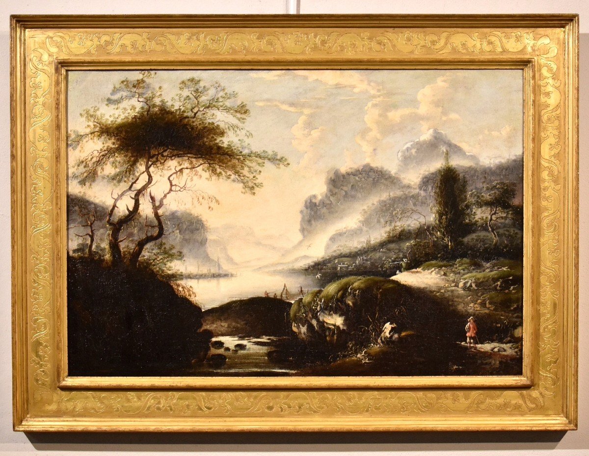 Hans De Jode (la Haye 1630 - Vienne 1663), Paysage d'Hiver Avec Lac Et Ville Sur Les Rives-photo-2