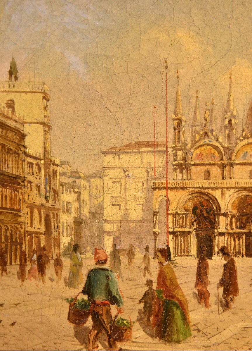 View Of Venice With St. Mark's Square, Vedutist Painter Of The 19th Century-photo-3