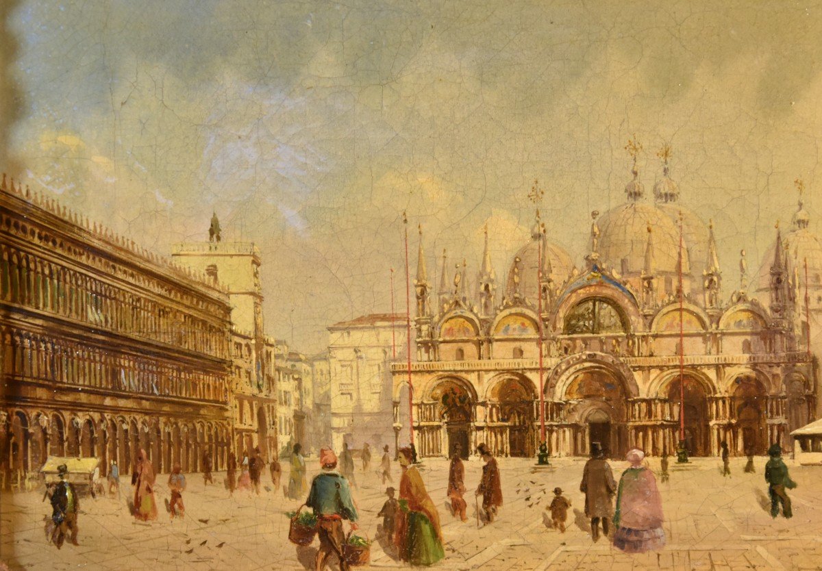 View Of Venice With St. Mark's Square, Vedutist Painter Of The 19th Century-photo-3