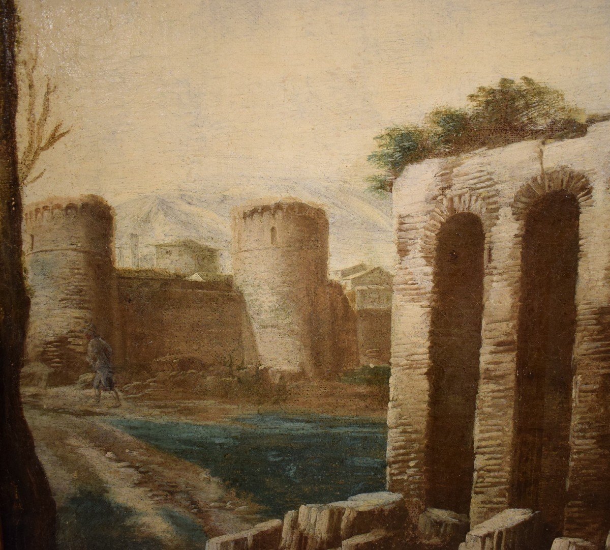 Antonio Travi (Gênes 1608 - 1665), Paysage Avec Ruines Et Scène Biblique-photo-2