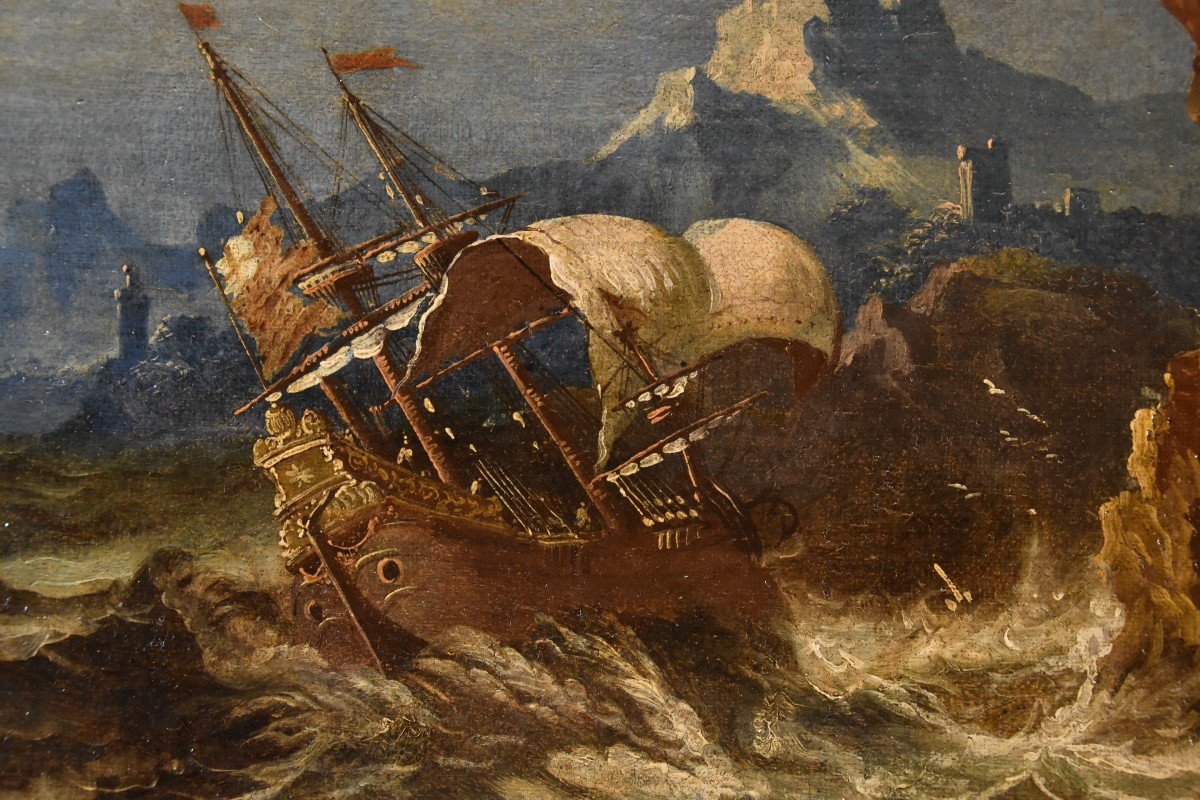 Pieter Mulier (Haarlem 1637 - Milan 1701), Marina dans une tempête avec des bateaux-photo-6