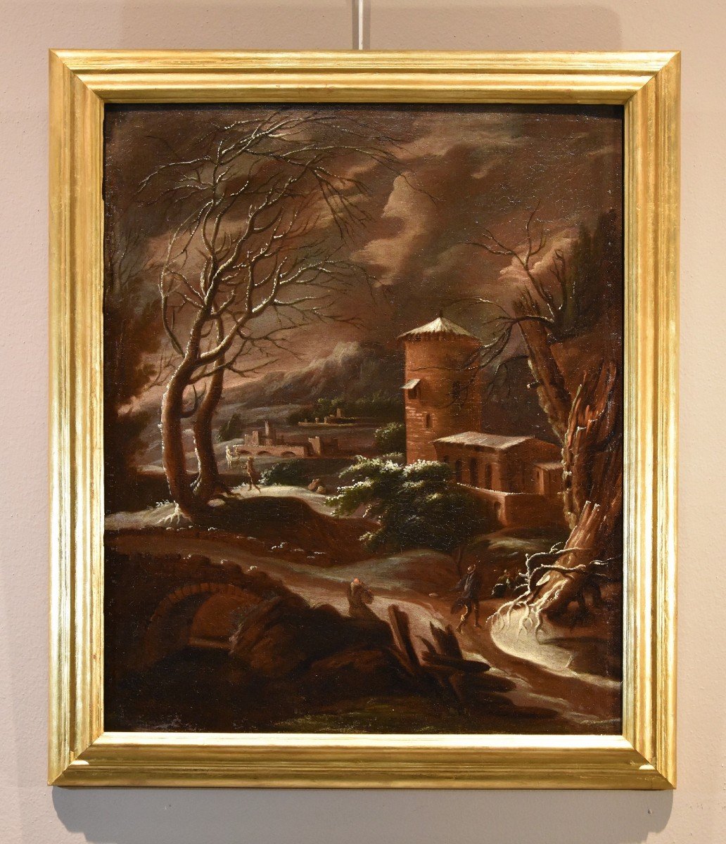 Winter Landscape, Francesco Foschi (ancona, 1710 - Rome, 1780) attributable-photo-2