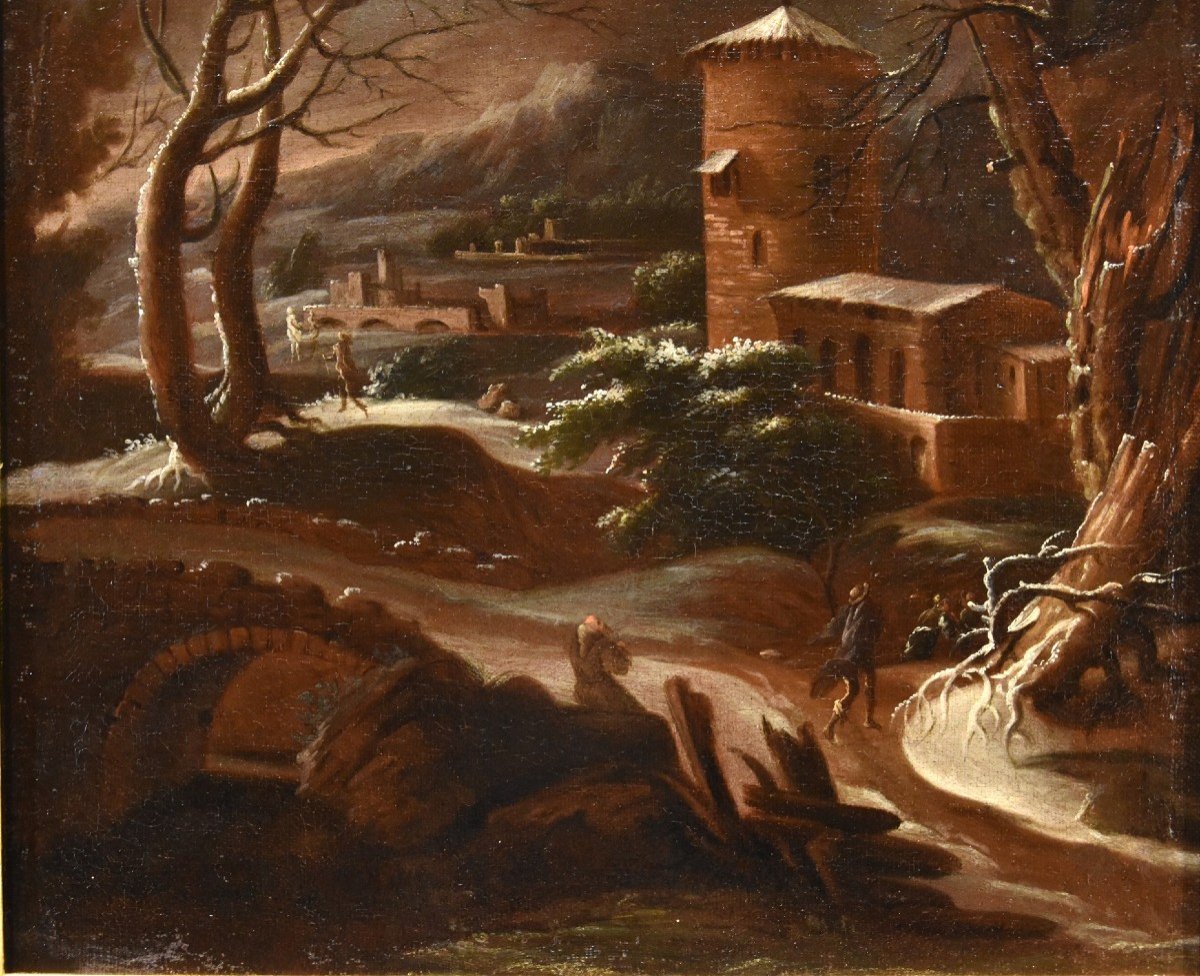 Winter Landscape, Francesco Foschi (ancona, 1710 - Rome, 1780) attributable-photo-3