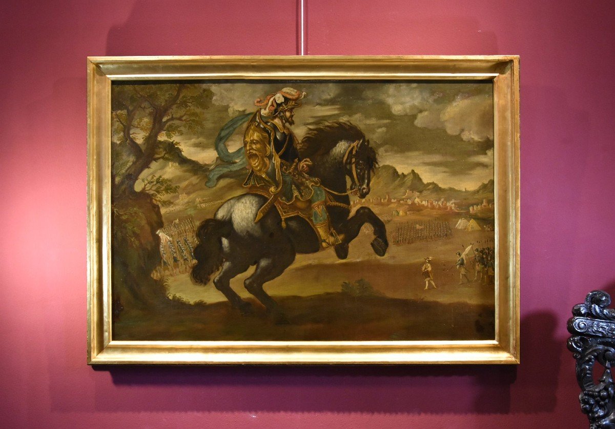 Equestrian Portrait Of Pietro Strozzi, Florentine Painter 17th-18th Century-photo-2