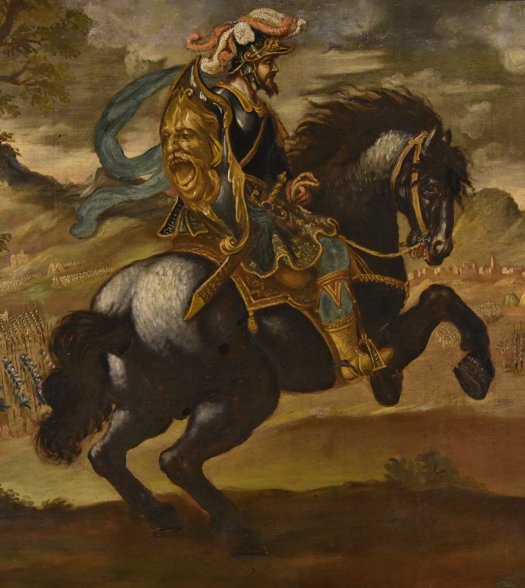 Equestrian Portrait Of Pietro Strozzi, Florentine Painter 17th-18th Century-photo-4